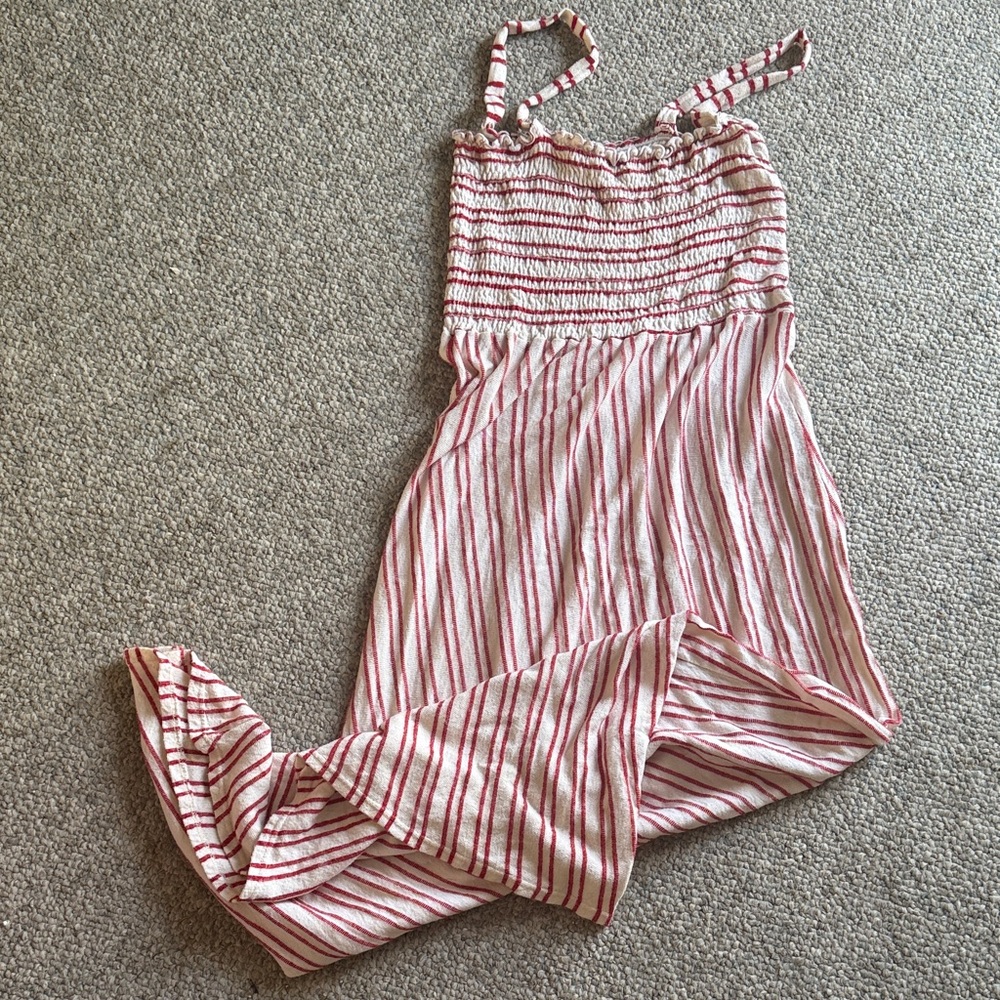 Caution To The Wind Red and White Striped Maxi Dress
